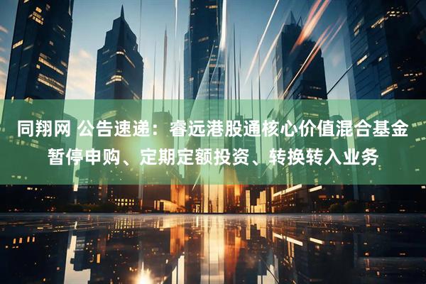 同翔网 公告速递：睿远港股通核心价值混合基金暂停申购、定期定额投资、转换转入业务